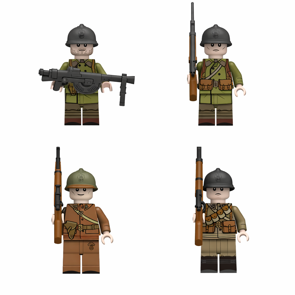 WW2 French Army Infantry Minifigures Set x4