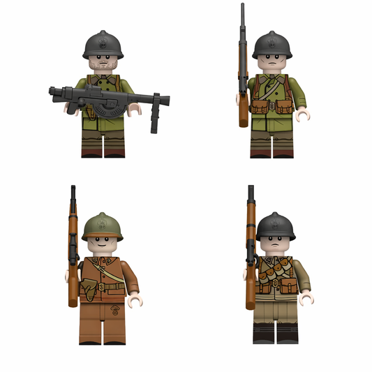 WW2 French Army Infantry Minifigures Set x4